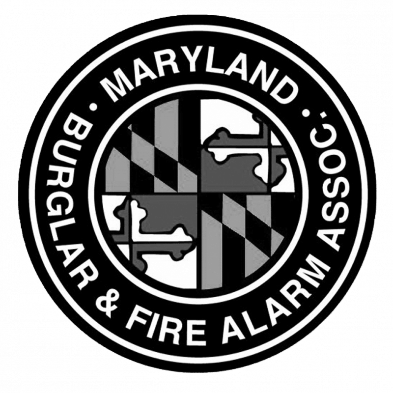 Gray Maryland Burglar Fire Alarm Association badge.