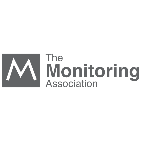 Gray and white The monitoring Association badge.