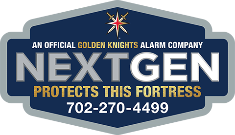 Nextgen an official golden knights alarm company logo.