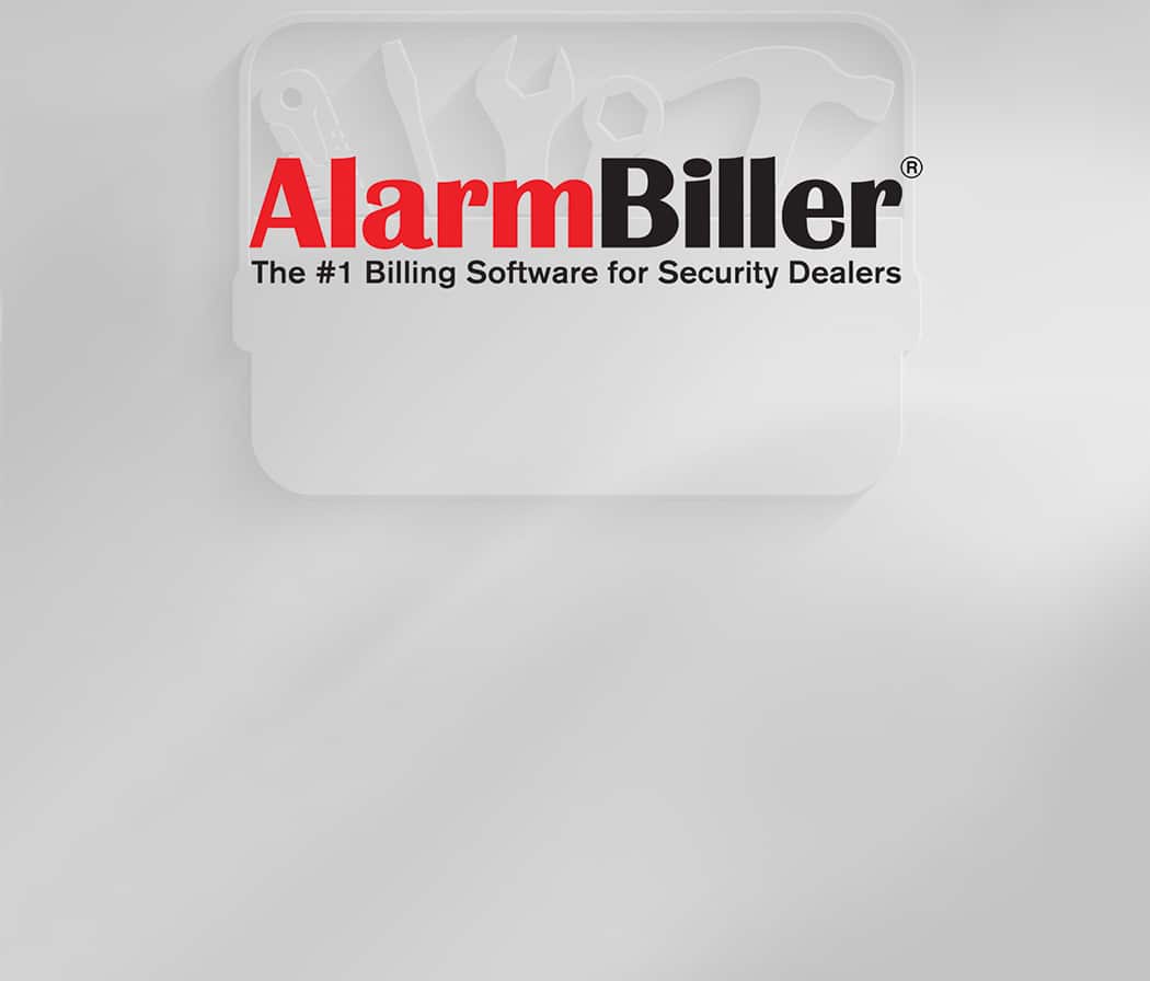 Alarm Biller # 1 Billing Software for Security Dealers badge.