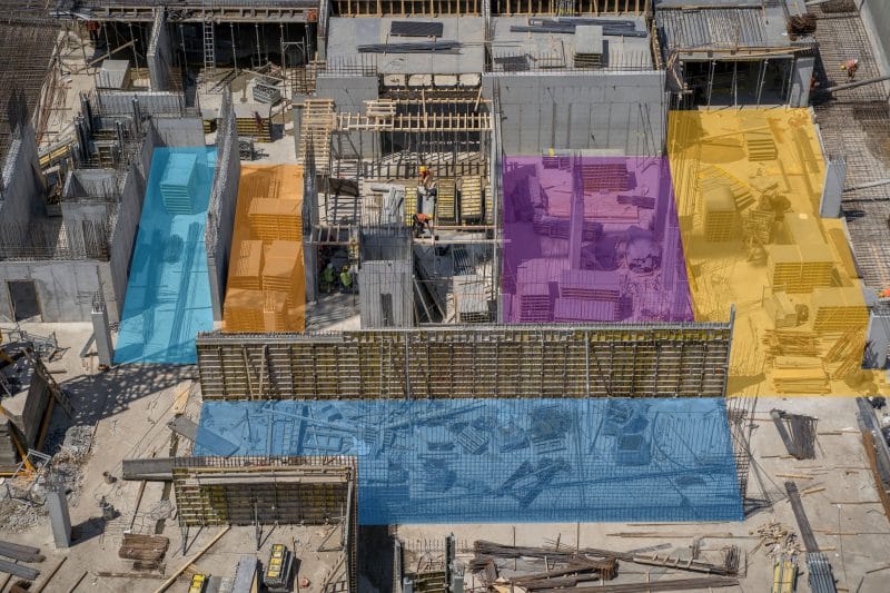 Construction site with color overlay.
