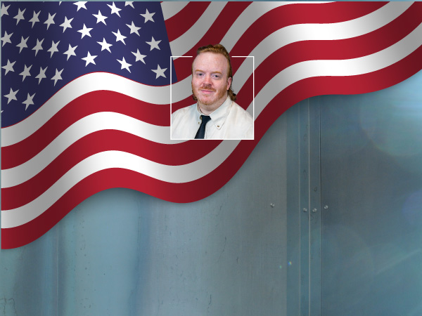 Portrait of D. Witchley with American Flag in The Background