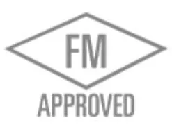 FM Approved certification logo indicating fire safety approval